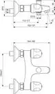 Zweigriff-Badearmatur von Ideal Standard, mit zwei Bedienelementen, bei einem schwenkbaren Auslauf und einer Montagedimensionen von 150 mm, installiert an Wand.